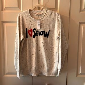 LOFT “I Love Snow” cream sweater. Size M